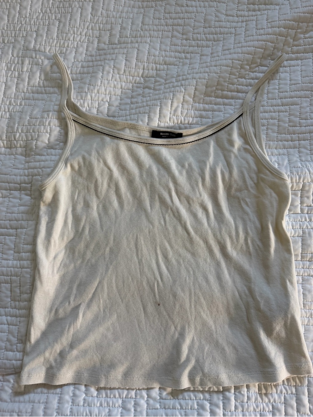 Massimo Dutti Cream Ribbed Spaghetti Strap Cami